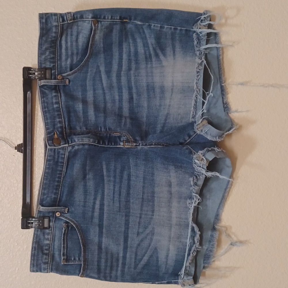 Womens Ava & Viv midi denim jean shorts size 24W (stretchy)